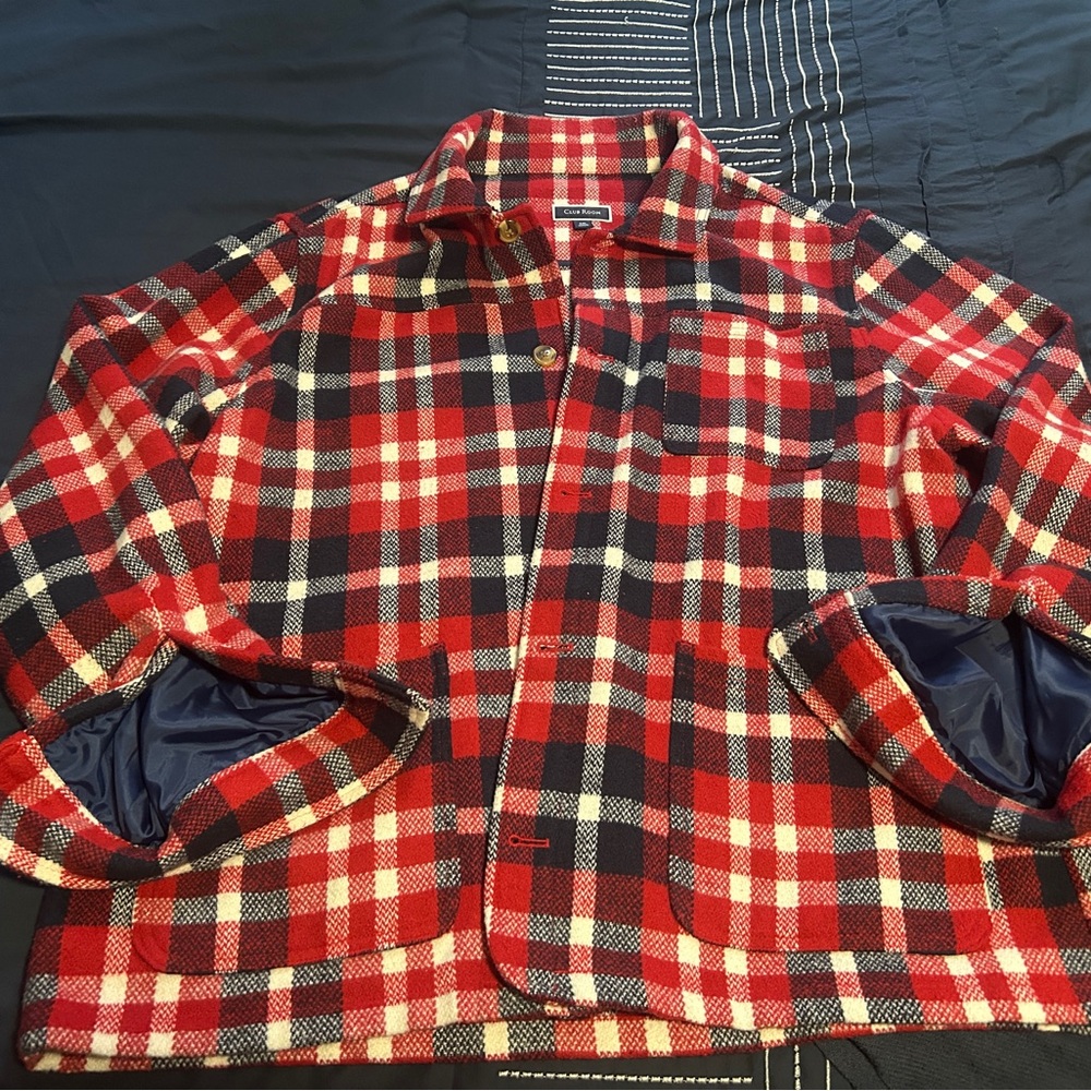 Men’s Club Room plaid jacket (red, white, & blue) sz 2XL gently used worn 4x’s